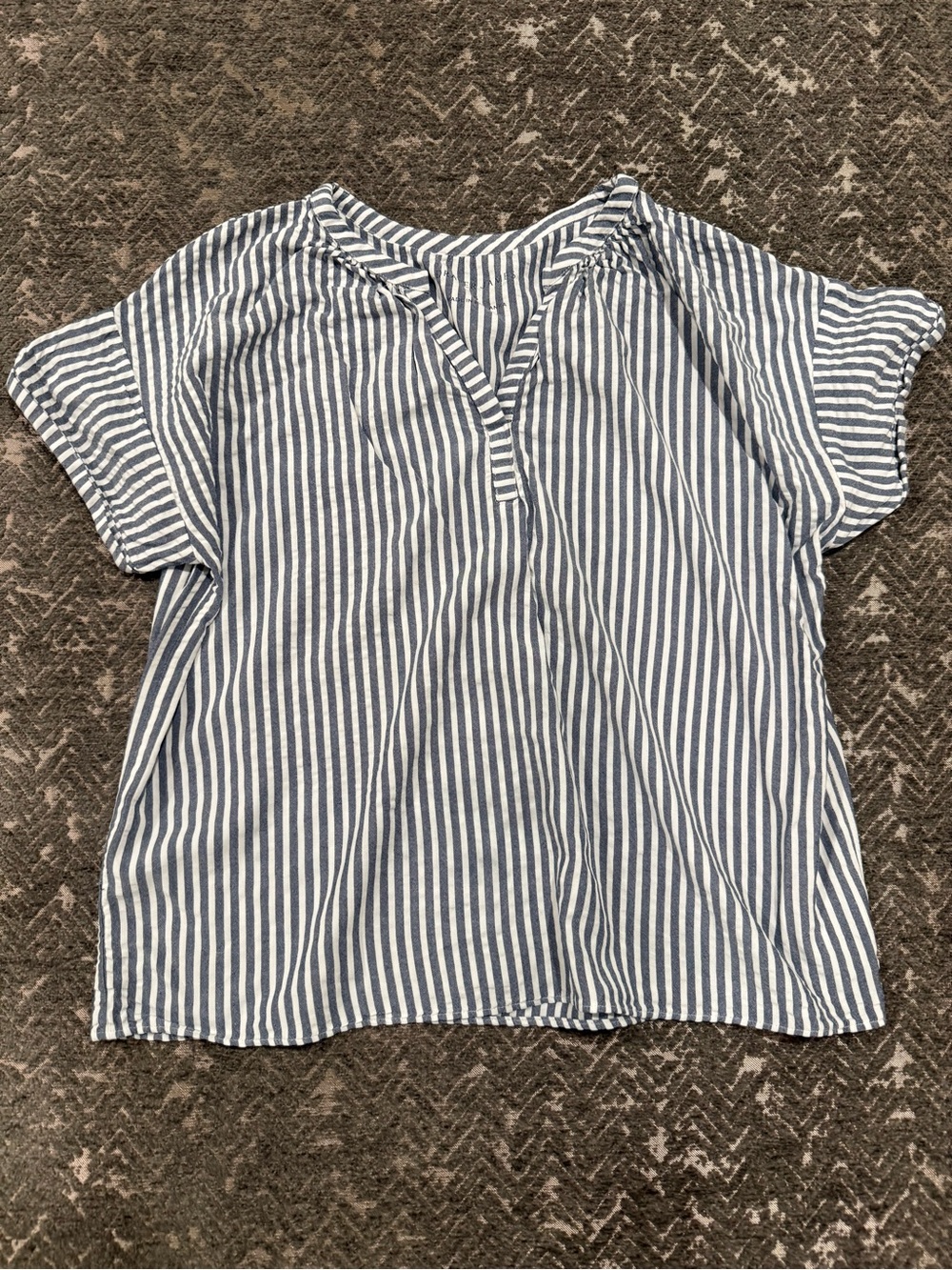 Draper James Blue White Striped Short Sleeve Blouse Top Size Small